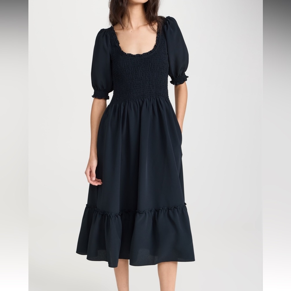 NWT Hill House Black Crepe Louisa Midi small nap dress